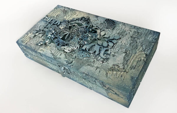 Pudełko na pieniądze srebrny błękit